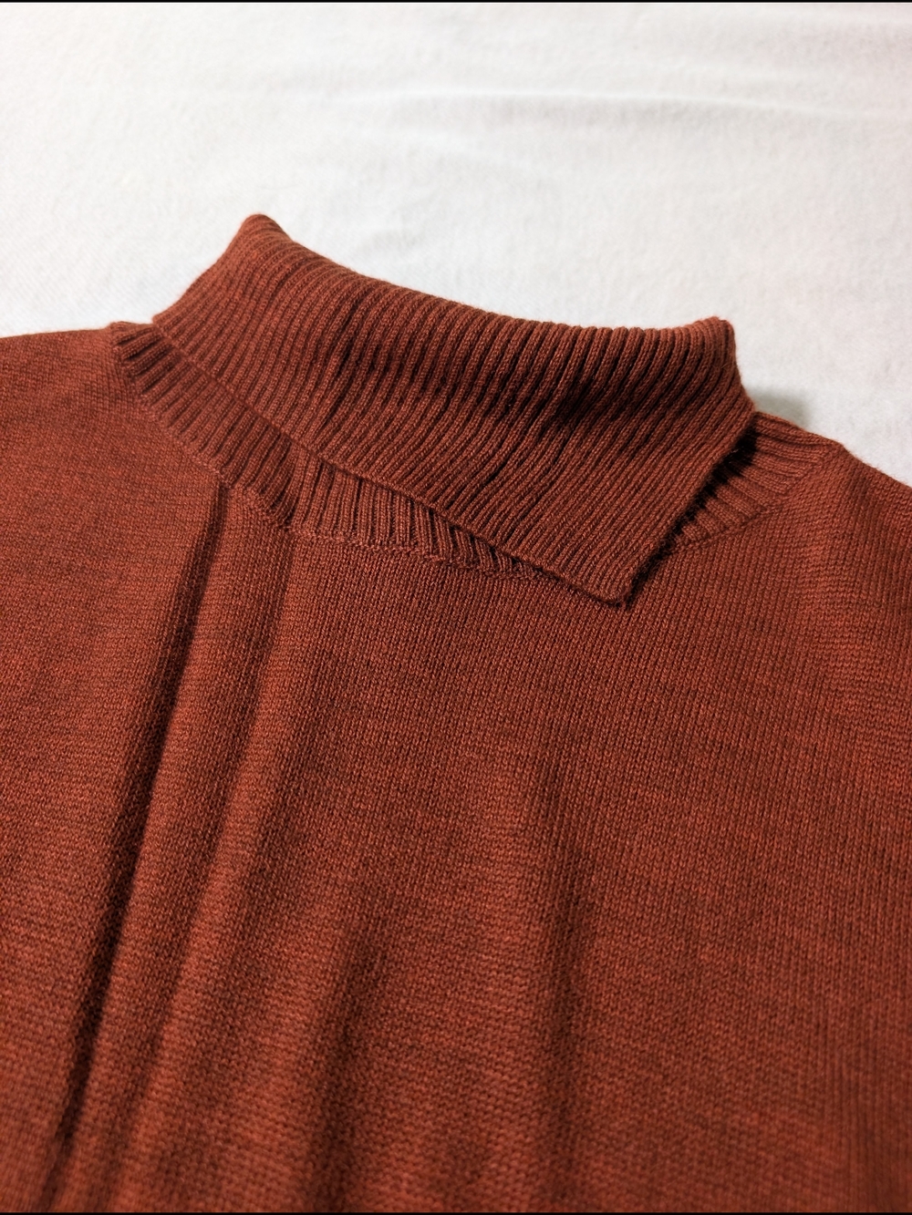 Merino Wool Blend Rust Sleeveless Mock Neck Button-Side Sweater Vest - Picture 3 of 7